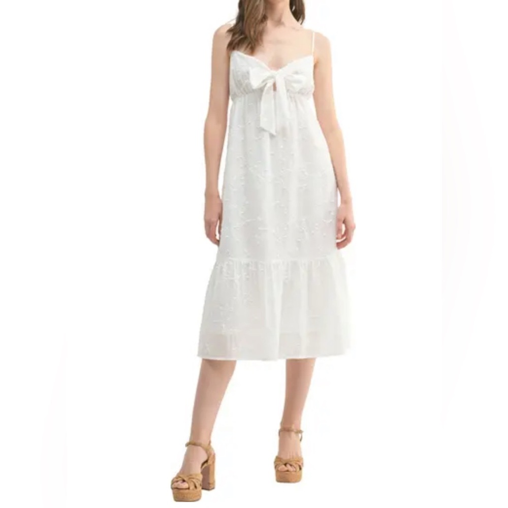 NWT Lush Bow Tied Floral Embroidered Midi Dress